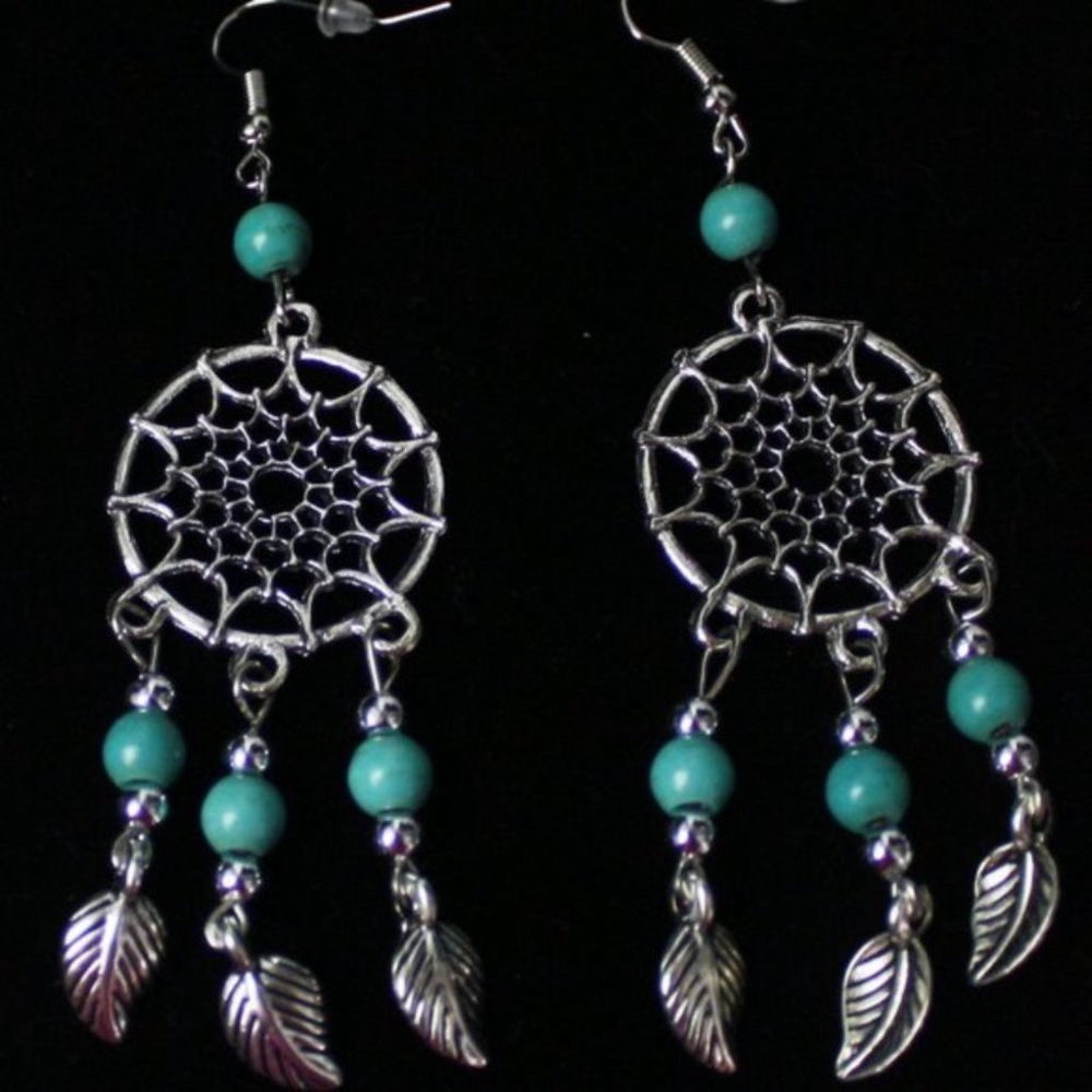 Turquoise Bohemian Dream Catcher Earrings